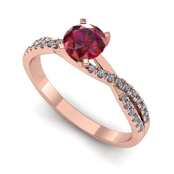 Inel de logodna din aur roz cu rubin