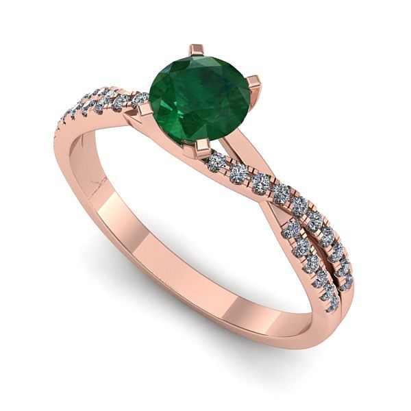 Inel din aur roz cu smarald