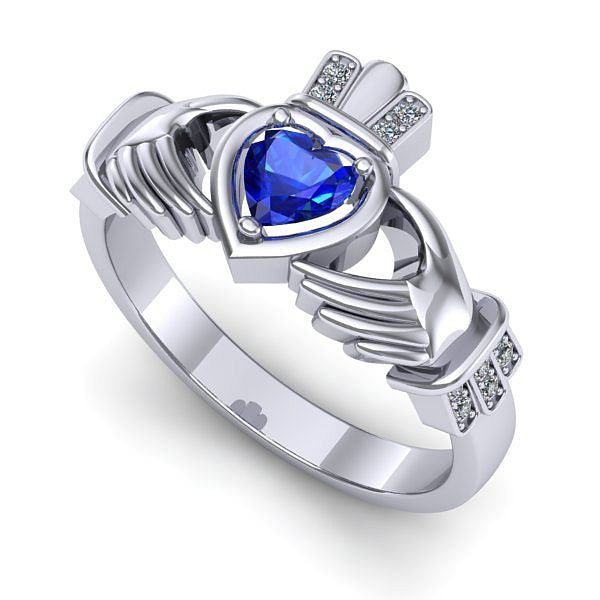 Inel de logodna din aur alb cu safir