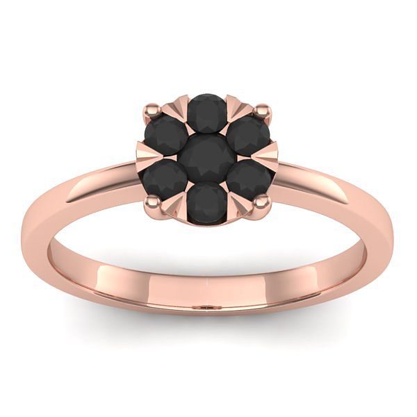 Inel cu diamant negru rotund