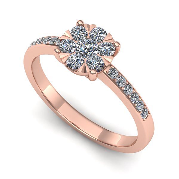 Inel de logodna din aur roz cu diamant