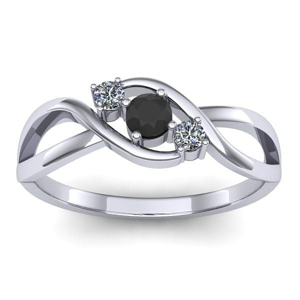 Inel cu diamant negru rotund
