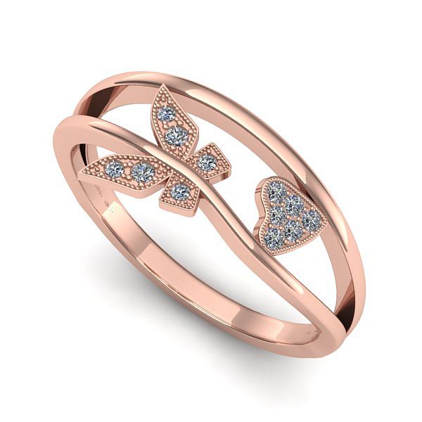 Inel din aur roz cu diamant