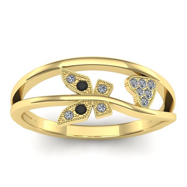 Inel cu diamant negru rotund
