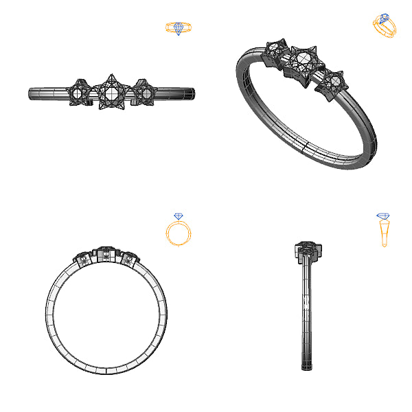 Inel de logodna 3stone cu diamant