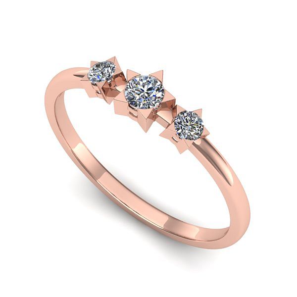 Inel din aur roz cu diamant