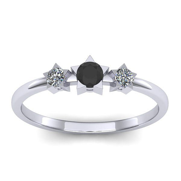 Inel cu diamant negru rotund