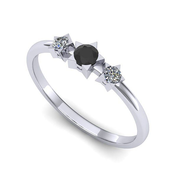 Inel din aur alb cu diamant negru