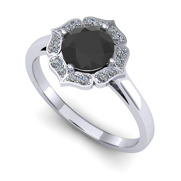 Inel logodna din aur alb cu diamant negru