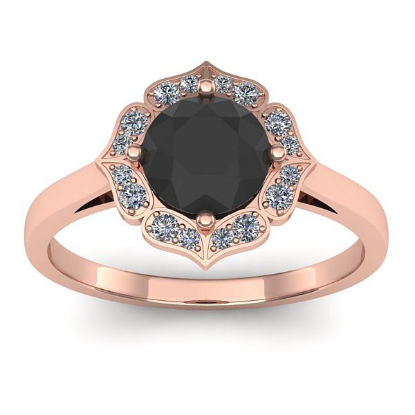 Inel de logodna cu diamant negru rotund