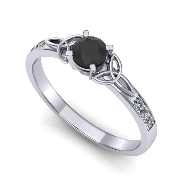 Inel logodna din aur alb cu diamant negru
