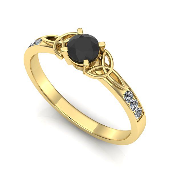 Inel din aur galben cu diamant negru