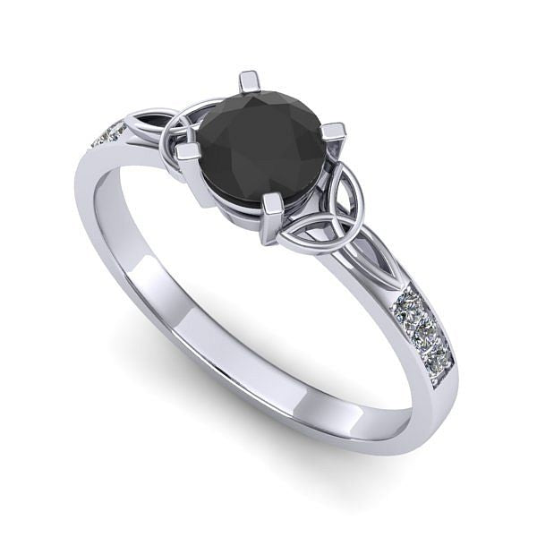Inel din aur alb cu diamant negru