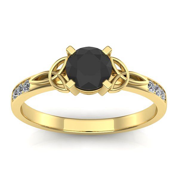 Inel cu diamant negru rotund