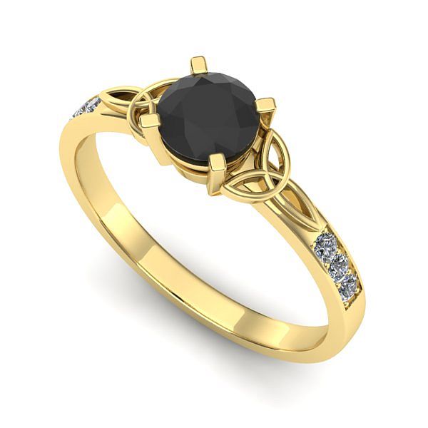 Inel din aur galben cu diamant negru