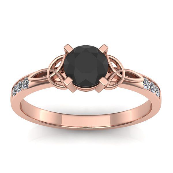 Inel cu diamant negru rotund