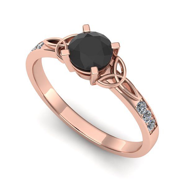 Inel de logodna din aur roz cu diamant negru