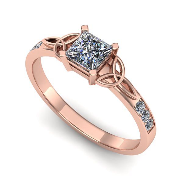 Inel de logodna din aur roz cu diamant