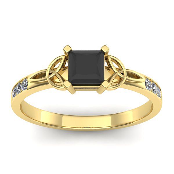 Inel logodna cu diamant negru patrat