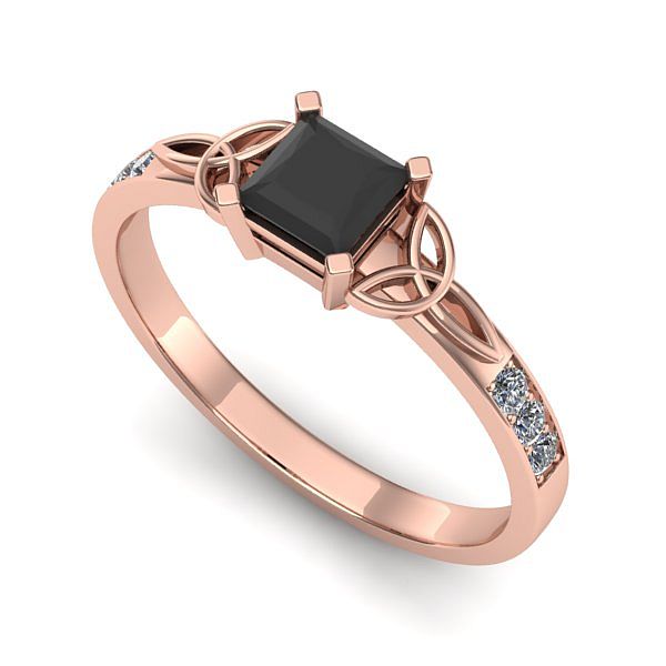 Inel de logodna din aur roz cu diamant negru