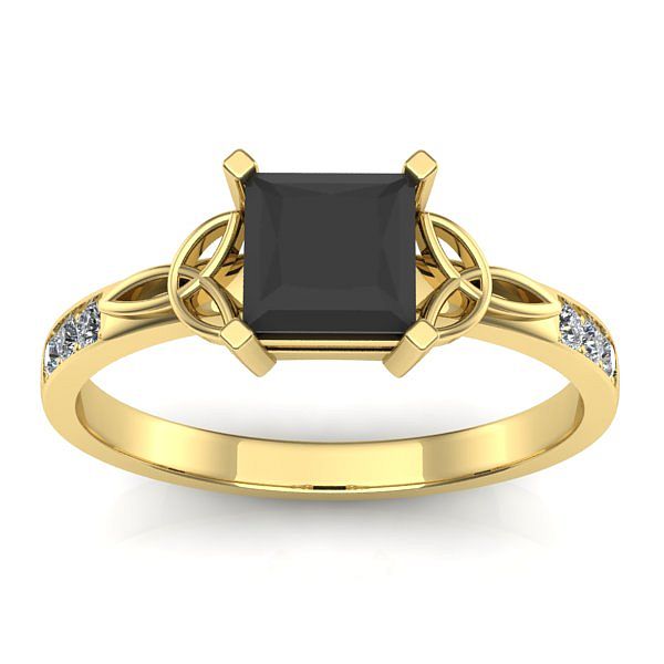 Inel de logodna cu diamant negru patrat
