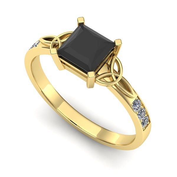 Inel din aur galben cu diamant negru