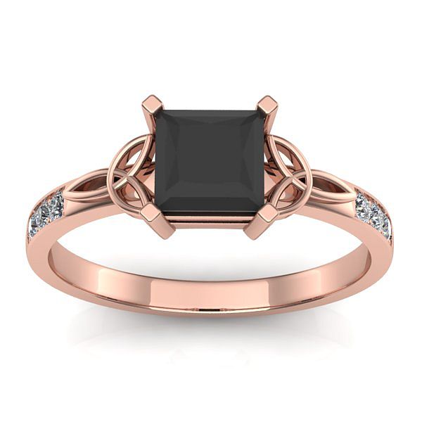 Inel logodna cu diamant negru patrat