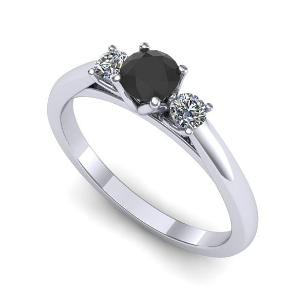 Inel de logodna din aur alb cu diamant negru