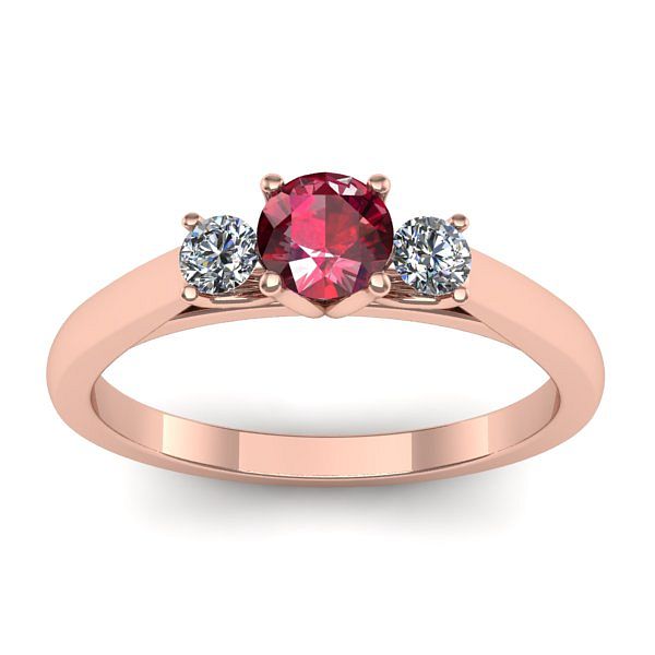Inel logodna din Aur Roz 18k cu Rubin Forma Rotunda | Ering