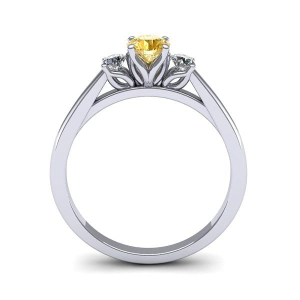 Inel logodna 3stone cu safir galben