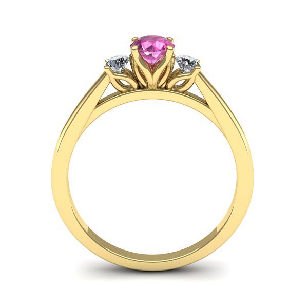 Inel logodna 3stone cu safir roz