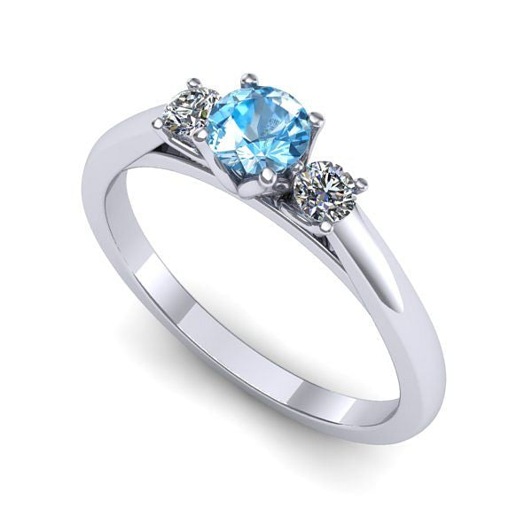 Inel din aur alb cu topaz blue
