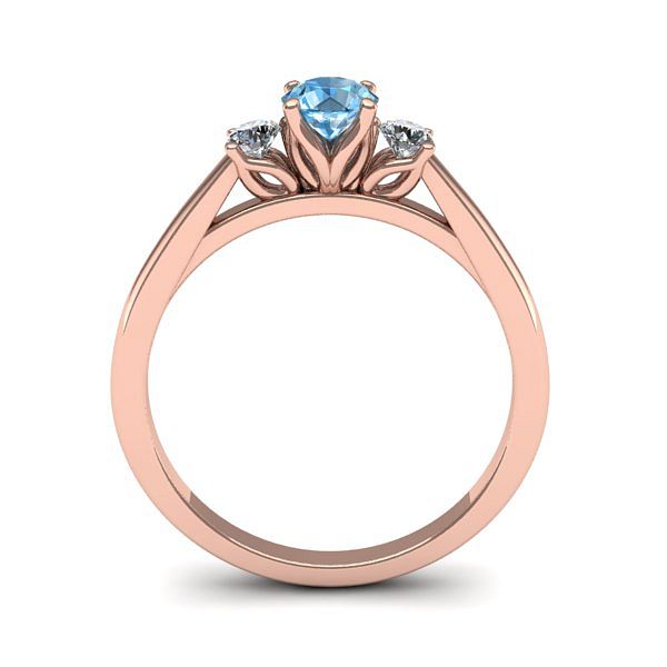 Inel de logodna 3stone cu topaz blue