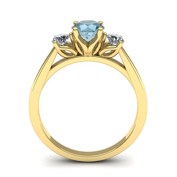 Inel logodna 3stone cu aquamarin