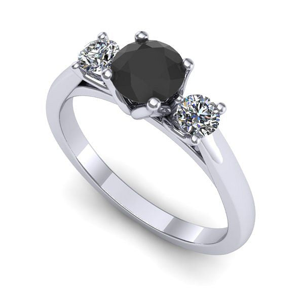 Inel din aur alb cu diamant negru