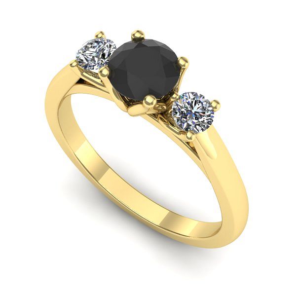 Inel logodna din aur galben cu diamant negru