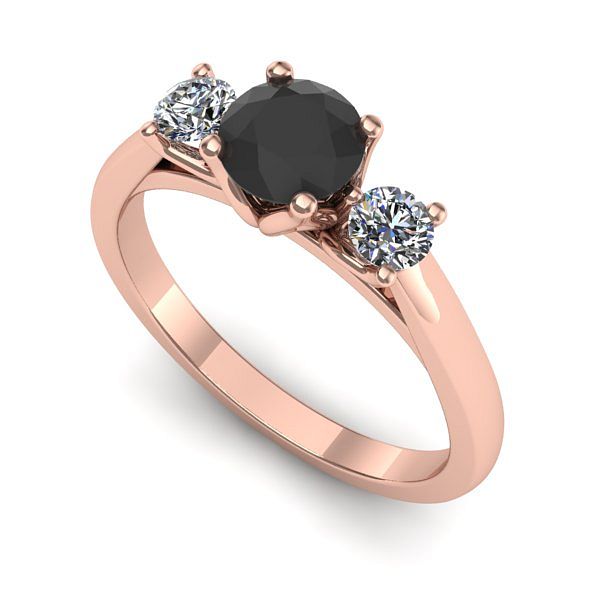 Inel logodna din aur roz cu diamant negru