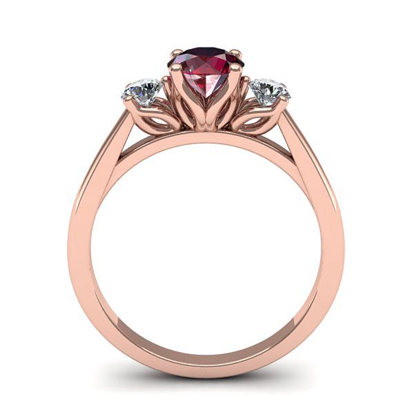 Inel de logodna 3stone cu rubin