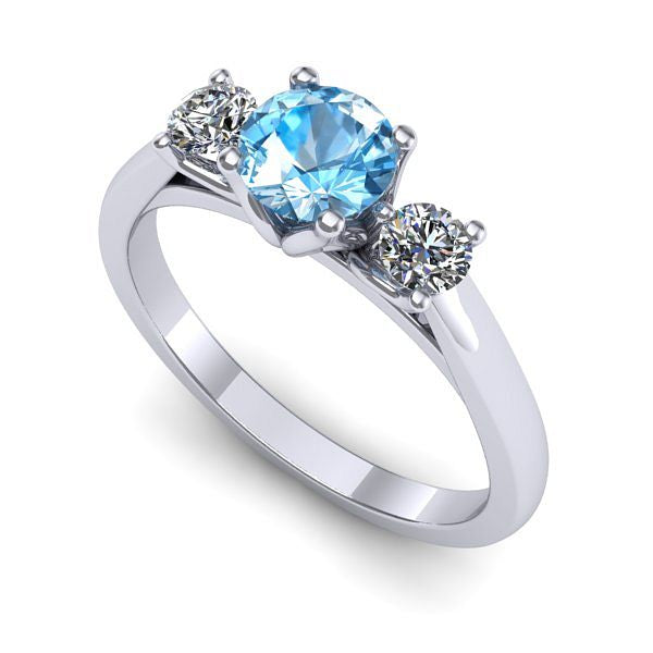 Inel din aur alb cu topaz blue