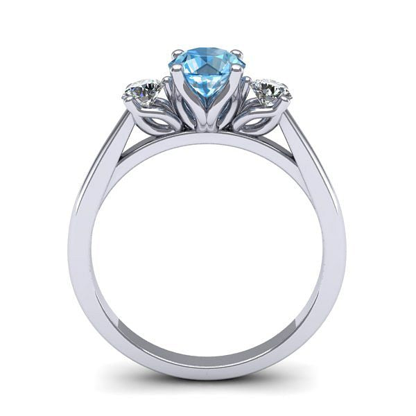 Inel 3stone cu topaz blue