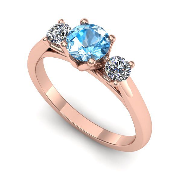 Inel logodna din aur roz cu topaz blue