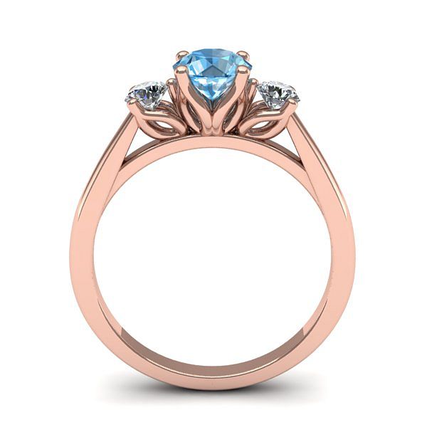 Inel de logodna 3stone cu topaz blue