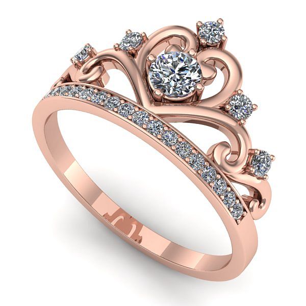 Inel logodna din aur roz cu diamant