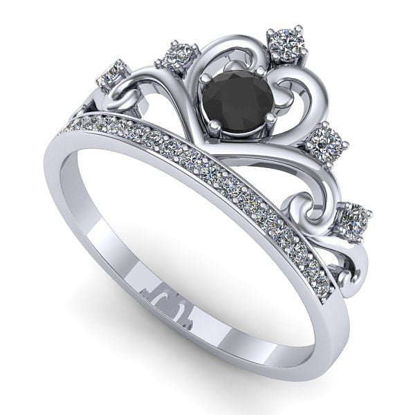 Inel de logodna din aur alb cu diamant negru