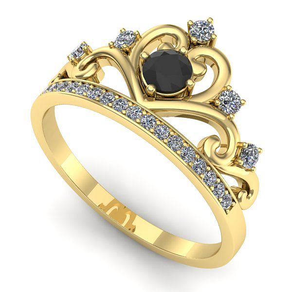 Inel logodna din aur galben cu diamant negru