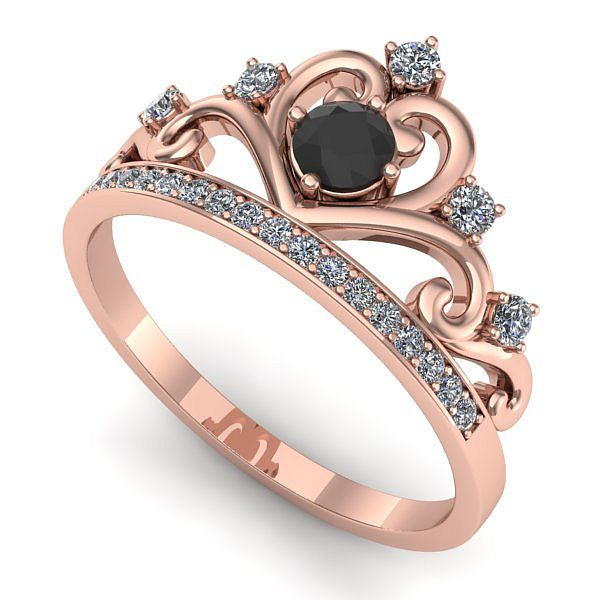 Inel din aur roz cu diamant negru