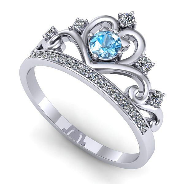 Inel logodna din aur alb cu topaz blue