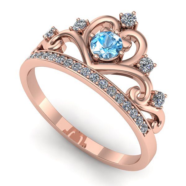Inel din aur roz cu topaz blue