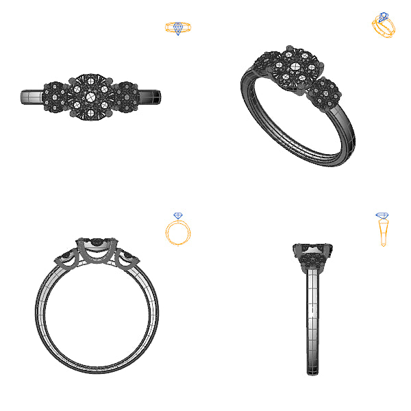 Inel halo cu diamant negru
