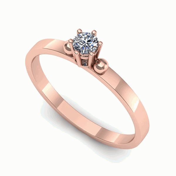 Inel logodna din aur roz cu diamant